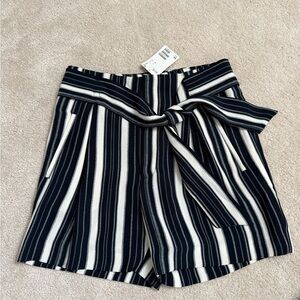 H & M Striped Navy and White Women's Shorts size 4